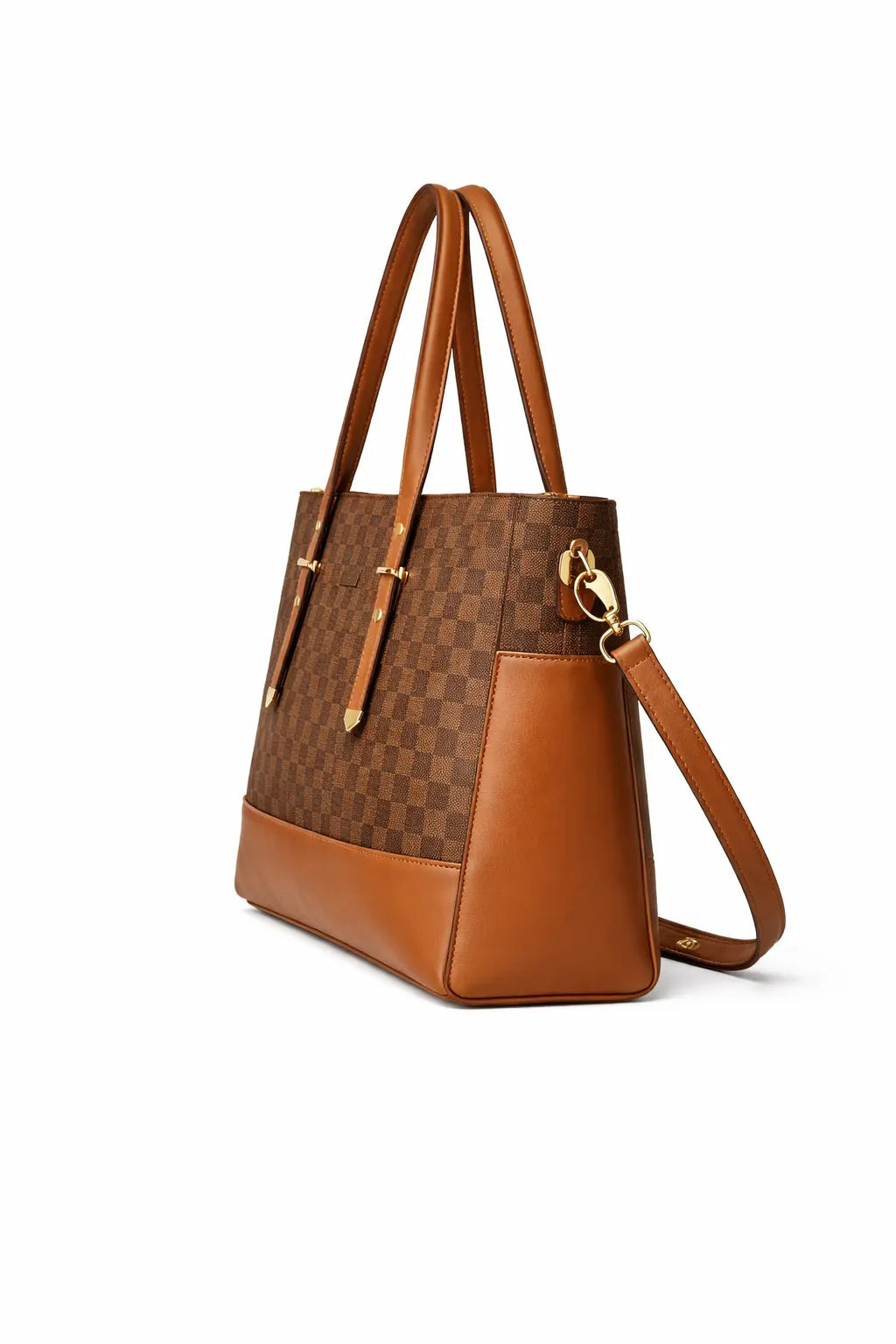 Brown Checkered - Tote