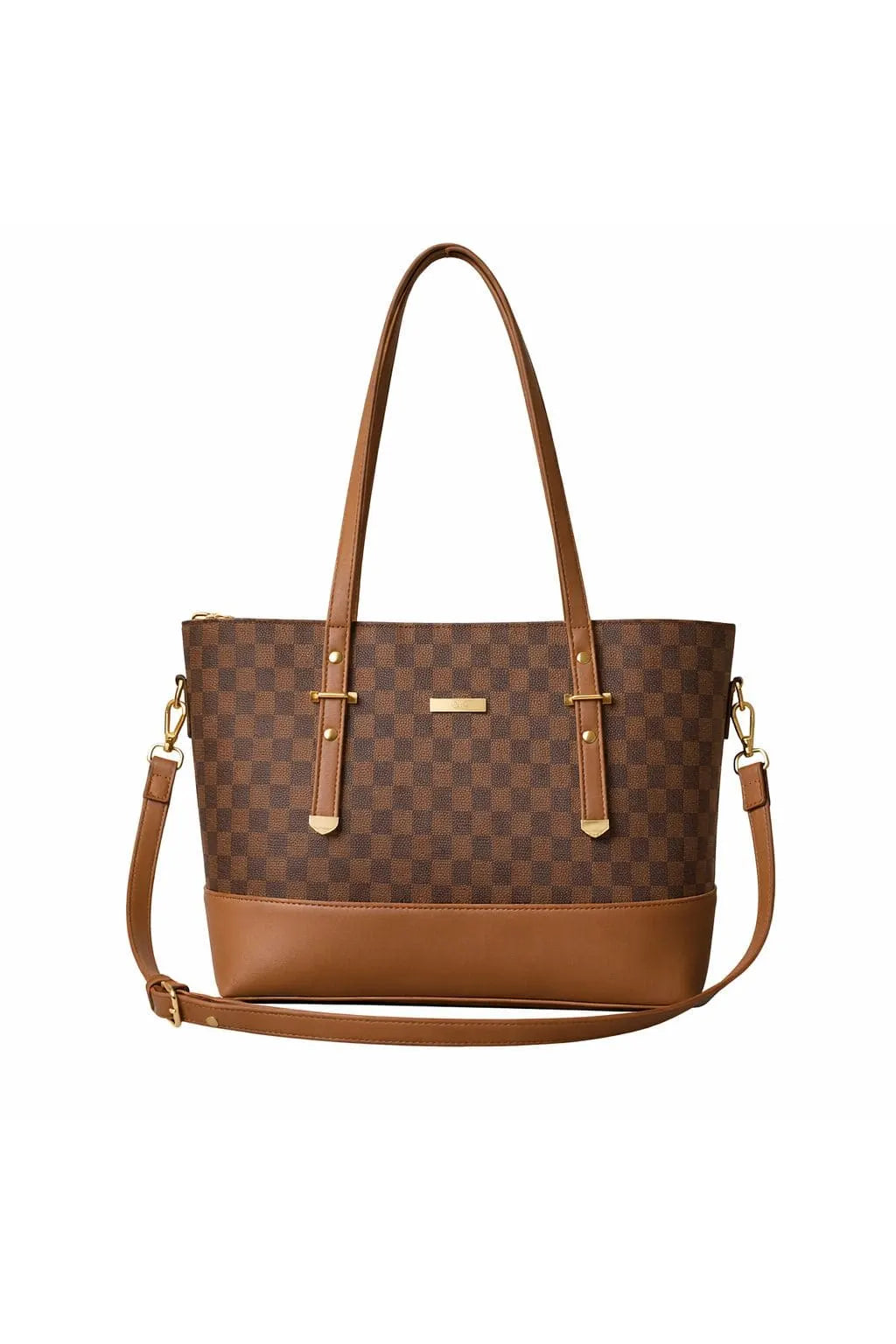 Brown Checkered - Tote