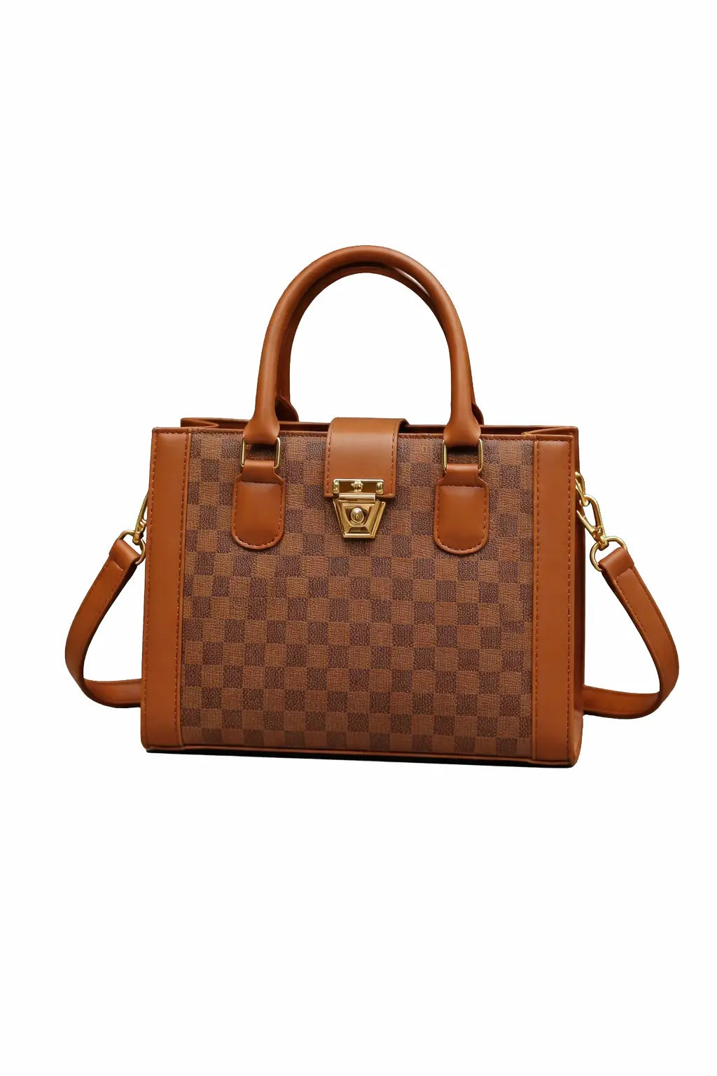 Brown Checkered Handbag